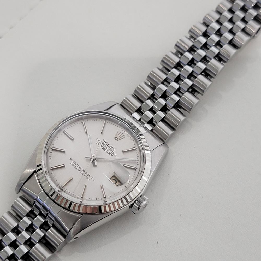 Mens Rolex Datejust Ref 16014 36mm 18k White Gold SS Automatic 1970s Swiss RA515 For Sale 6