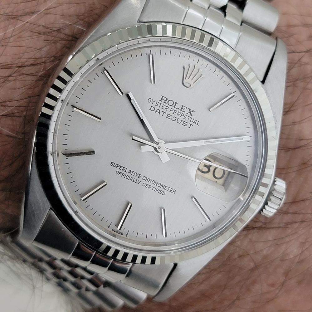 Mens Rolex Datejust Ref 16014 36mm 18k White Gold SS Automatic 1970s Swiss RA515 For Sale 10