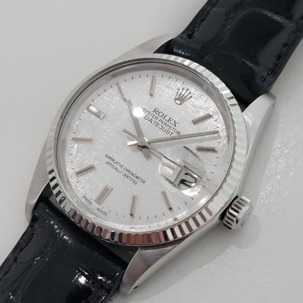 Men's Mens Rolex Datejust Ref 16014 36mm 18k White Gold SS Automatic 1980s RA392B For Sale