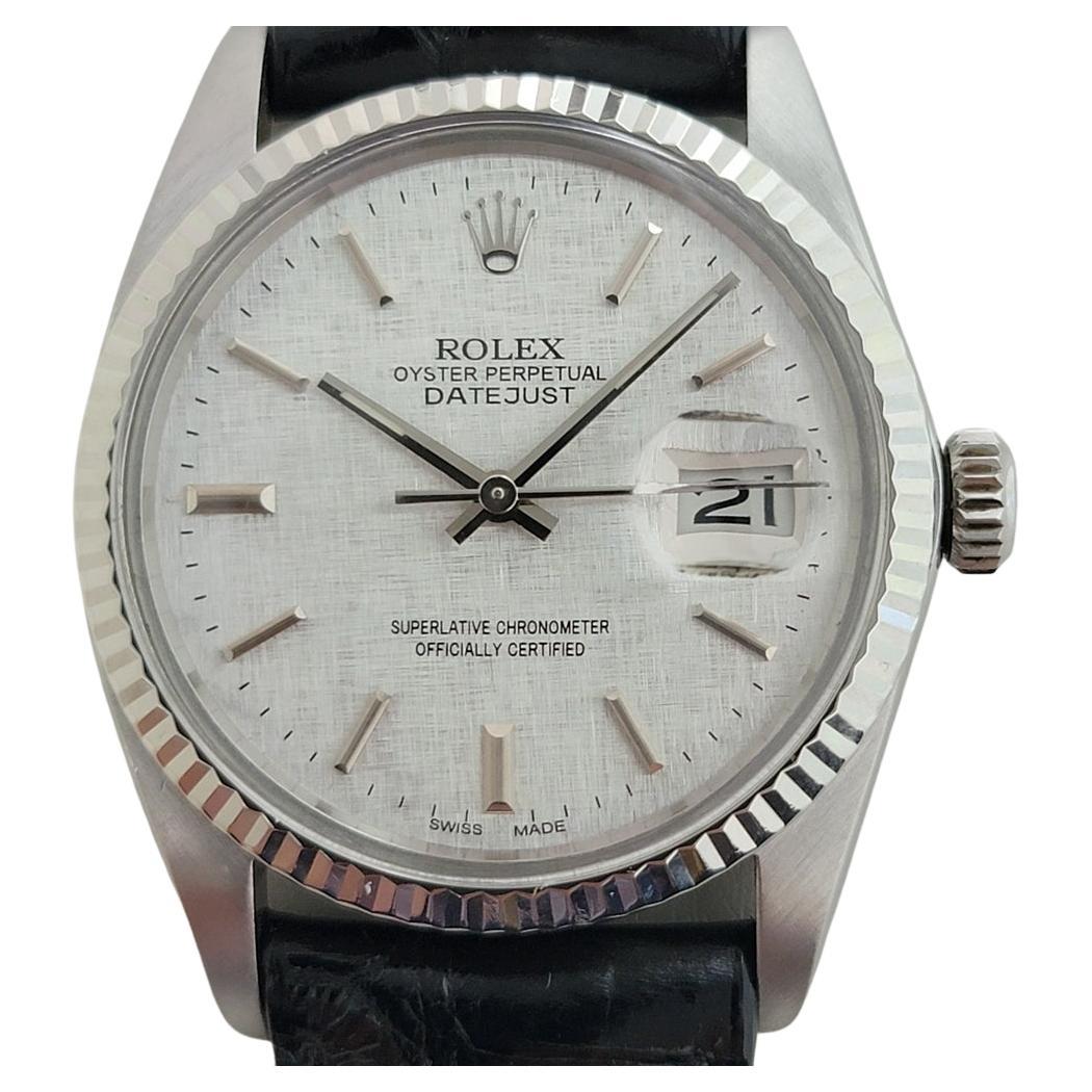Mens Rolex Datejust Ref 16014 36mm 18k White Gold SS Automatic 1980s RA392B