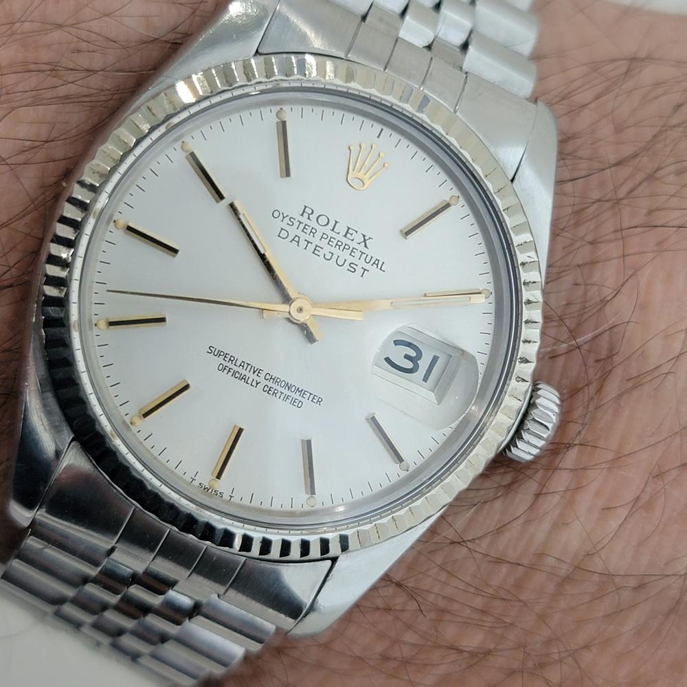 Mens Rolex Datejust Ref 16014 18k White Gold SS Automatic 1980s Swiss RA330 For Sale 6