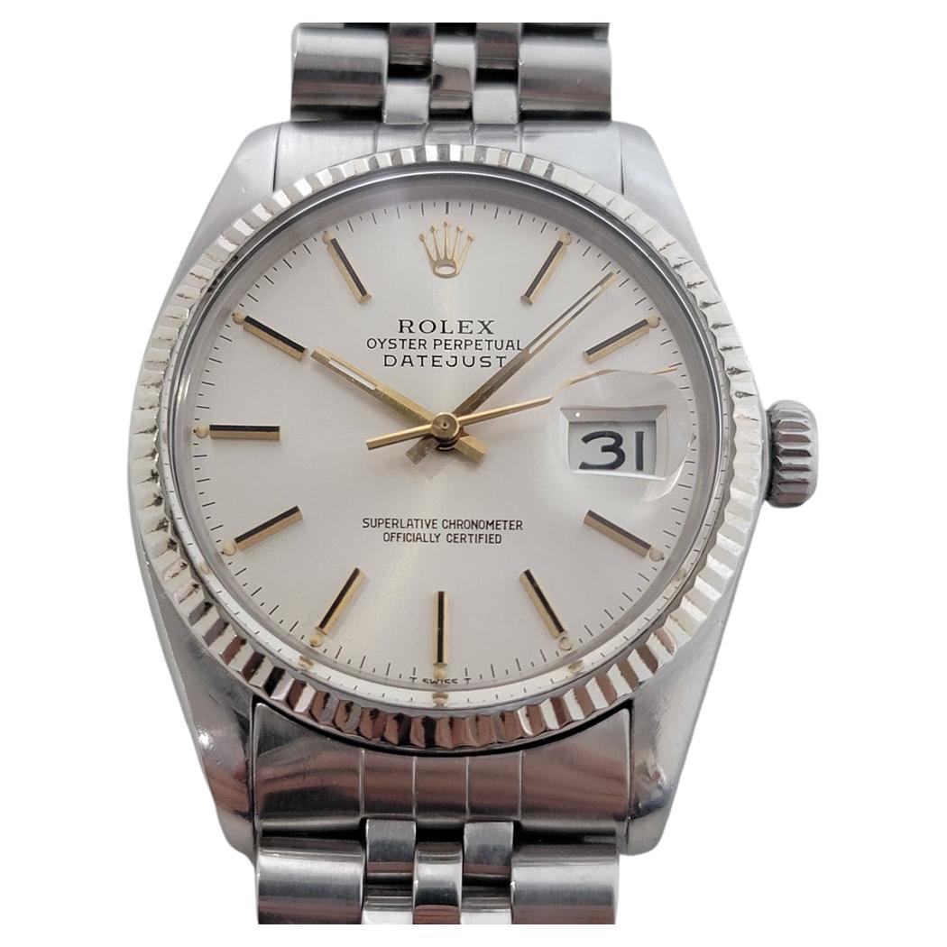 Mens Rolex Datejust Ref 16014 18k White Gold SS Automatic 1980s Swiss RA330 For Sale