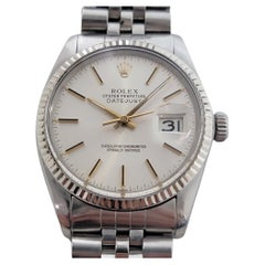 Vintage Mens Rolex Datejust Ref 16014 18k White Gold SS Automatic 1980s Swiss RA330