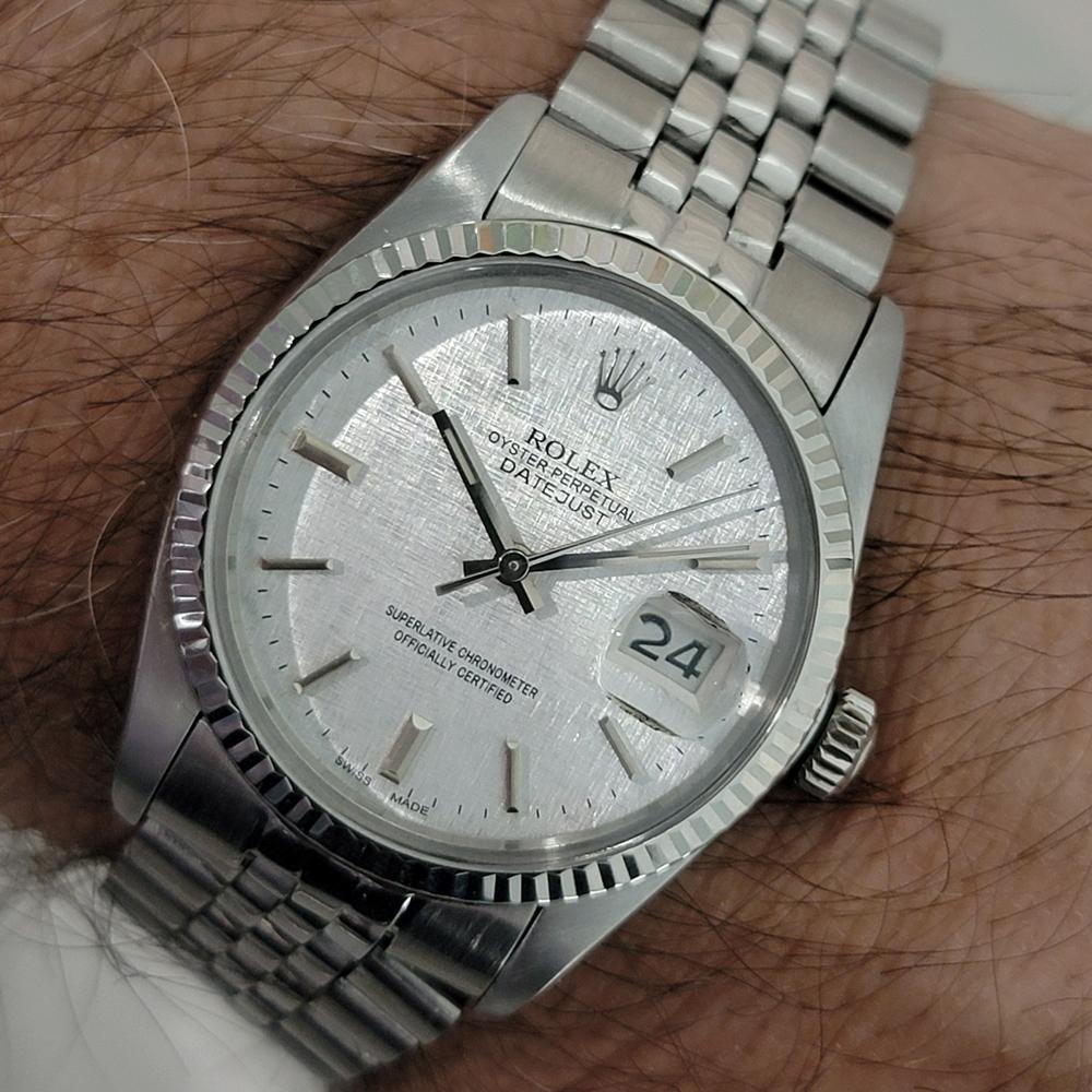 Mens Rolex Datejust Ref 16014 36mm 18k White Gold SS Automatic 1980s Swiss RA392 For Sale 10