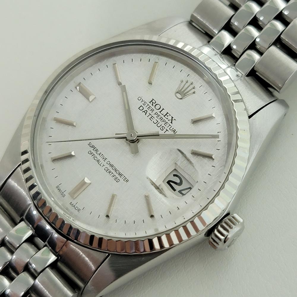 Men's Mens Rolex Datejust Ref 16014 36mm 18k White Gold SS Automatic 1980s Swiss RA392 For Sale