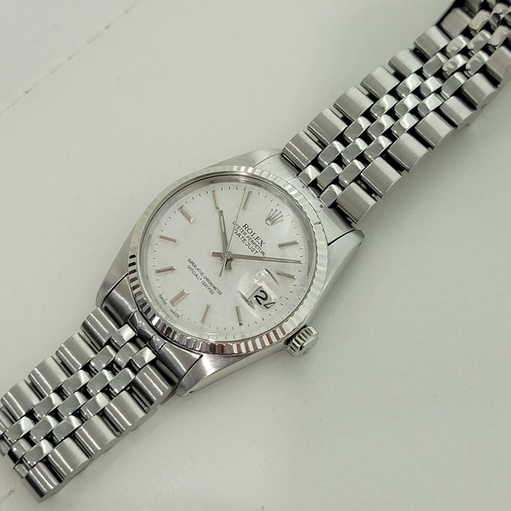 Mens Rolex Datejust Ref 16014 36mm 18k White Gold SS Automatic 1980s Swiss RA392 For Sale 3