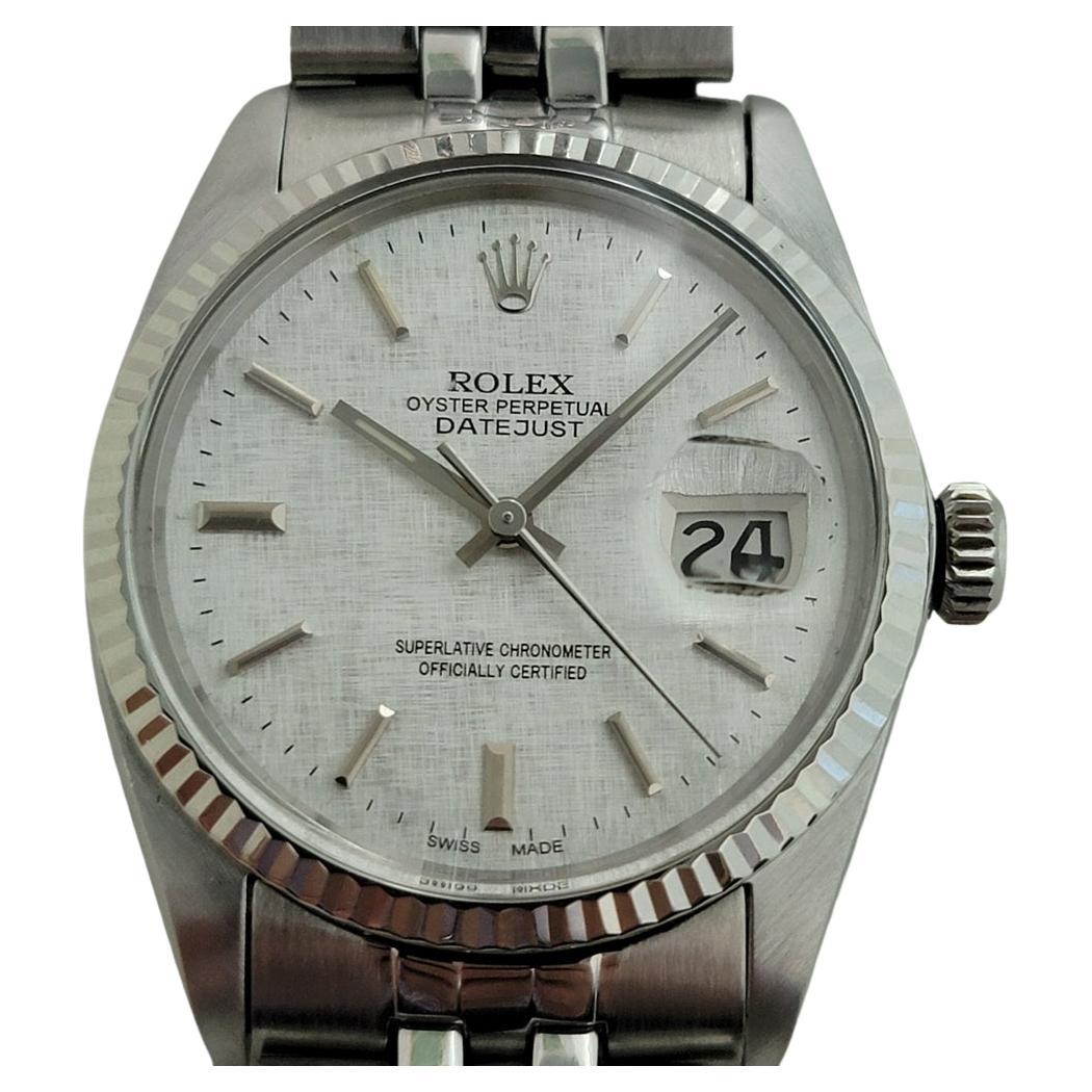 Mens Rolex Datejust Ref 16014 36mm 18k White Gold SS Automatic 1980s Swiss RA392
