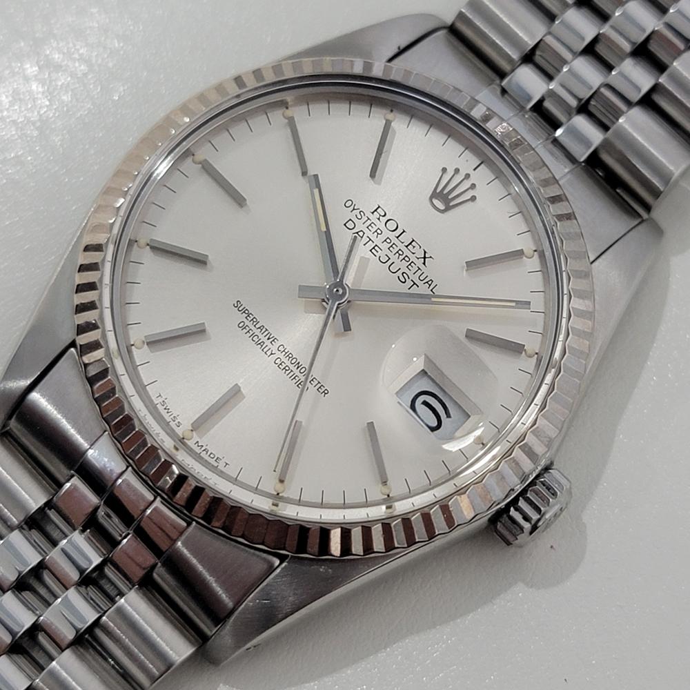 Men's Mens Rolex Datejust Ref 16014 36mm 18k White Gold SS Automatic 1980s Swiss RA487