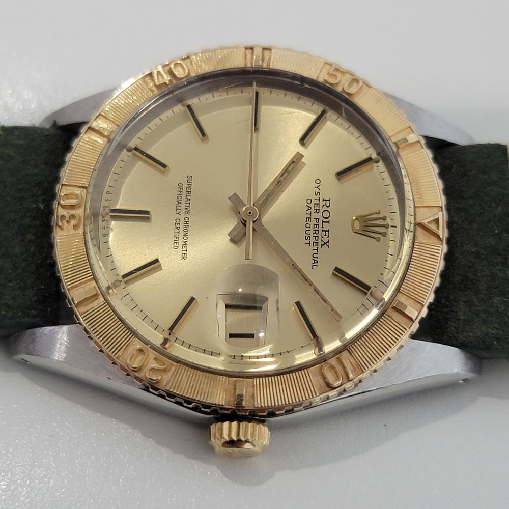 Mens Rolex Datejust Ref 1625 Thunderbird 36mm 18k Gold SS Auto 1970s RA355G In Excellent Condition For Sale In Beverly Hills, CA
