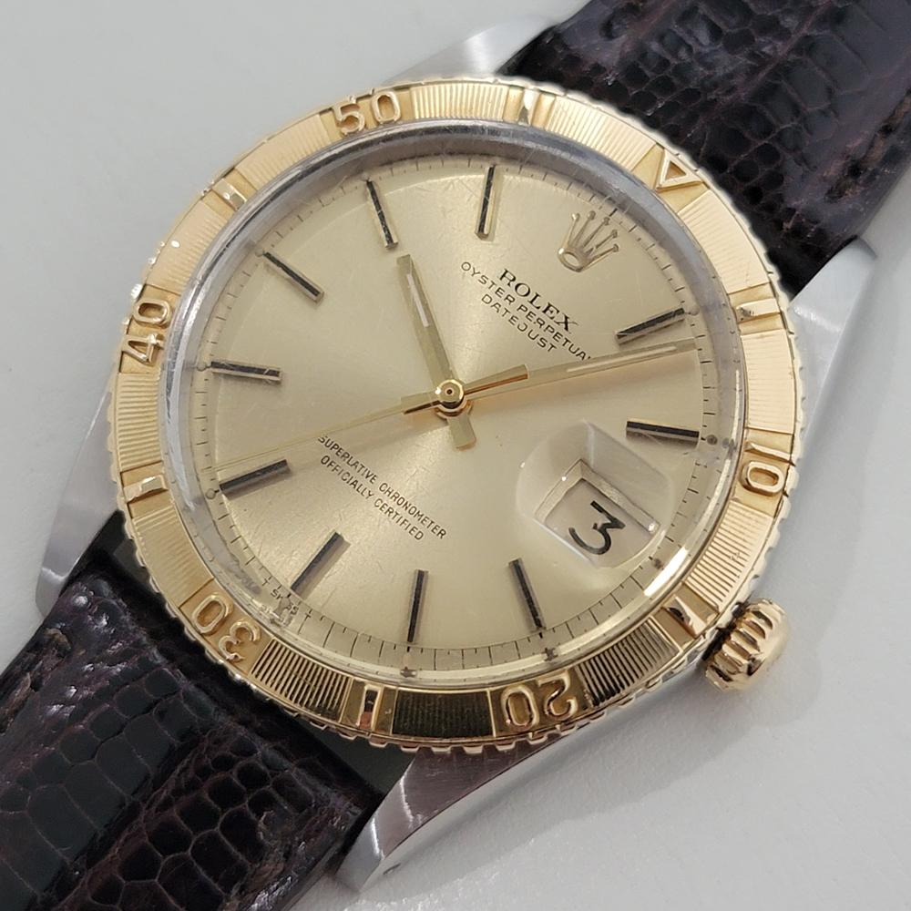 Mens Rolex Datejust Ref 1625 Thunderbird 36mm 18k Gold SS Automatic 1970s NA102 In Excellent Condition For Sale In Beverly Hills, CA