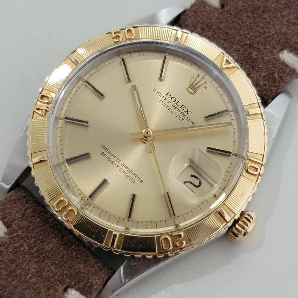 Mens Rolex Datejust Ref 1625 Thunderbird 36mm 18k Gold SS Automatic 1970s NA102B In Excellent Condition For Sale In Beverly Hills, CA