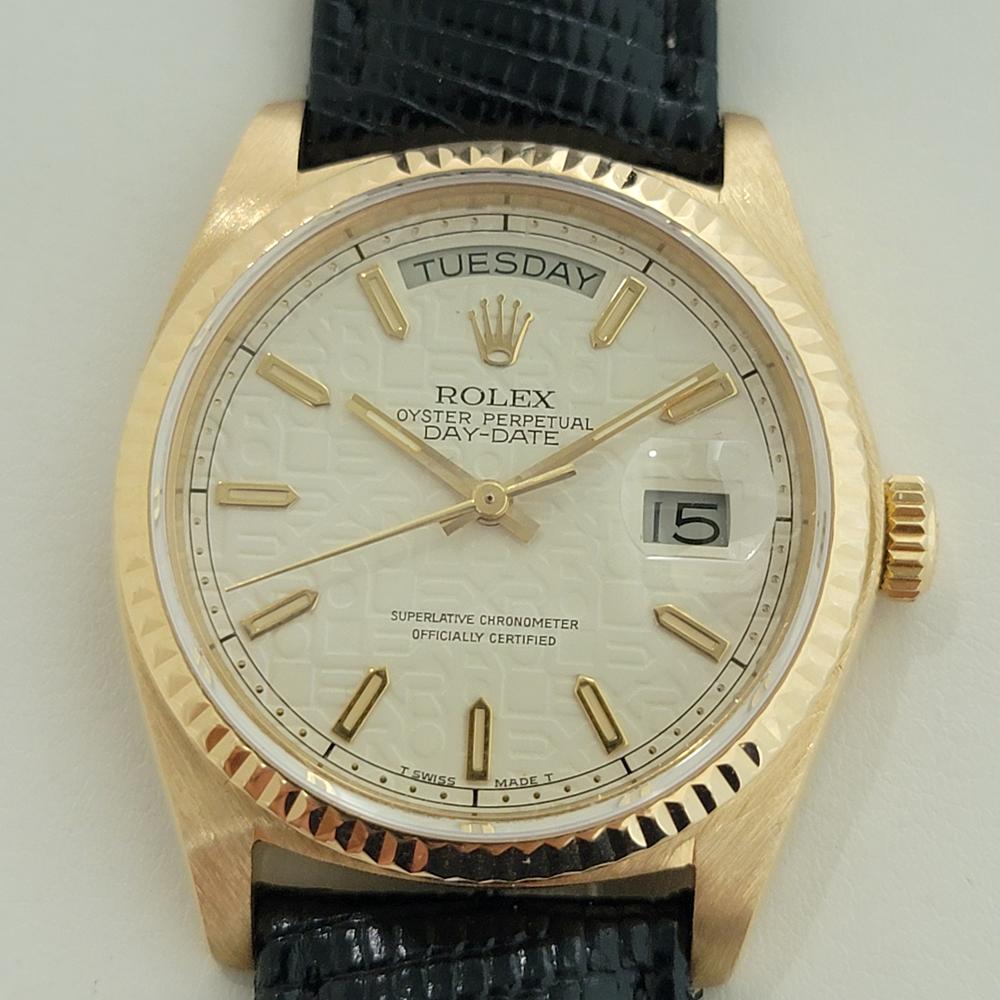 Luxury icon, Men's 18k solid gold Rolex Oyster Perpetual Day-Date ref.18038, the 
