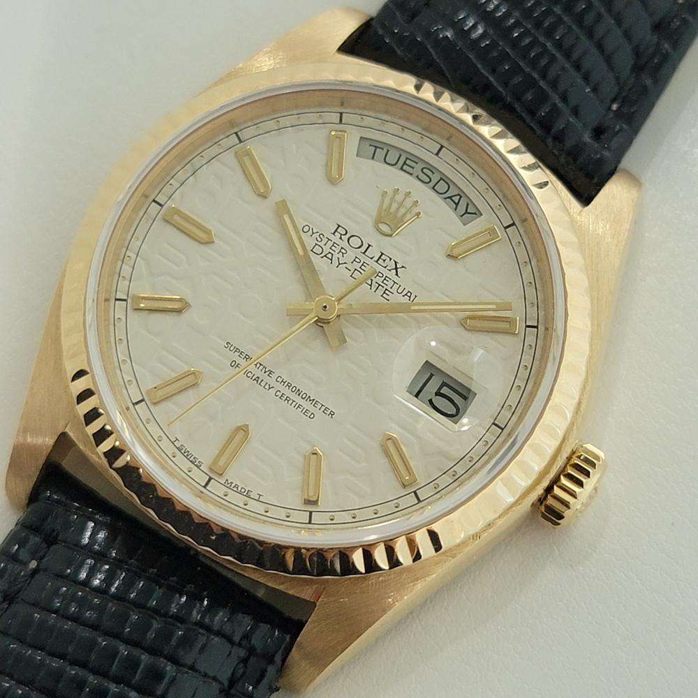 Mens Rolex Day Date President 18038 18k Gold Automatic 1980s w Papers NA101 In Excellent Condition In Beverly Hills, CA