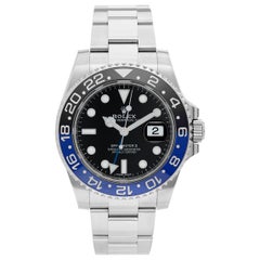 Men's Rolex GMT, Master II Stainless Steel Watch Black/Blue Bezel 116710 Batman