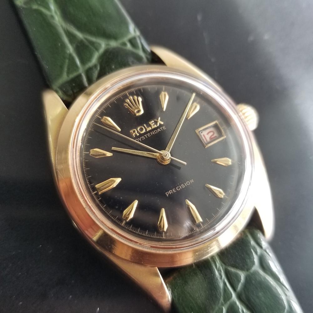 Men's Rolex OysteDate Precision 6494 Gold-Capped Hand-Wind, c.1950s MA199GRN In Excellent Condition In Beverly Hills, CA