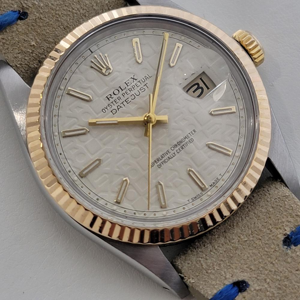 Mens Rolex Oyster 16013 Datejust 36mm 18k SS Computer Dial Automatic 1980s RA524 In Excellent Condition For Sale In Beverly Hills, CA