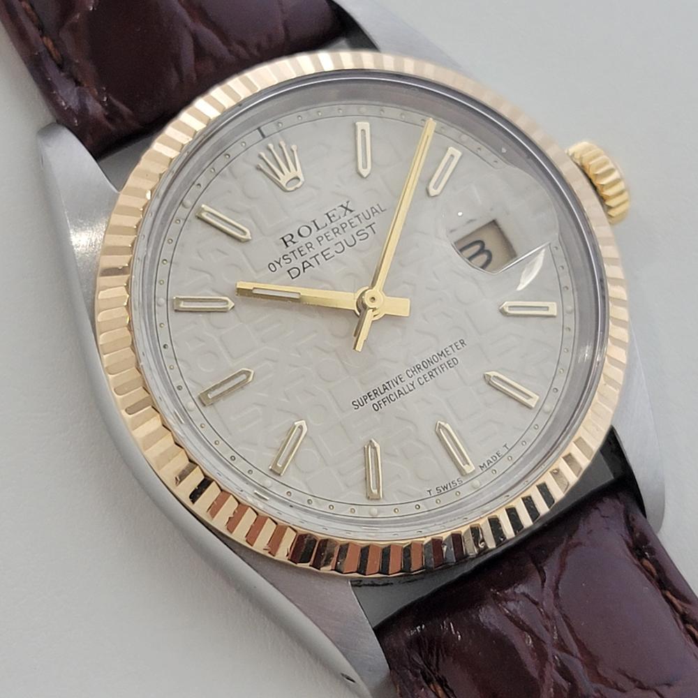 Mens Rolex Oyster 16013 Datejust 36mm 18k SS Computer Dial Automatic 1980s RA524 In Excellent Condition For Sale In Beverly Hills, CA