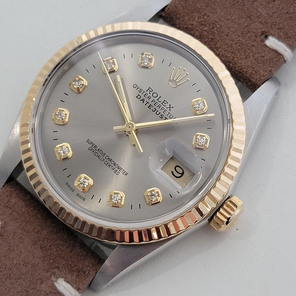 Men's Mens Rolex Oyster 16013 Datejust 36mm 18k SS Date Diamond Automatic 1980s RA522