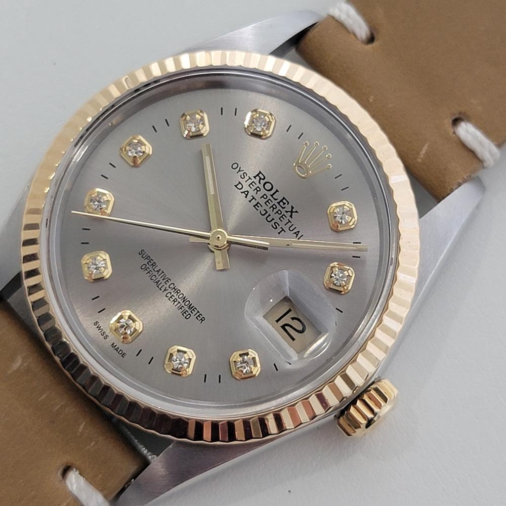 Men's Mens Rolex Oyster 16013 Datejust 36mm 18k SS  Diamond Automatic 1980s RA522B