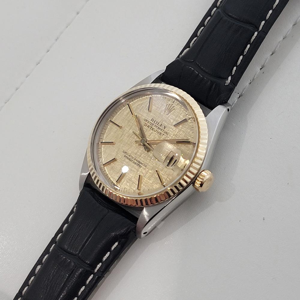 Mens Rolex Oyster 16013 Datejust 36mm 18k SS Linen Dial Automatic 1970s RA526 For Sale 2