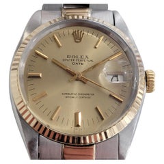 Mens Rolex Oyster Date 1500 14k Gold ss Automatic 1960s w Pouch RA166