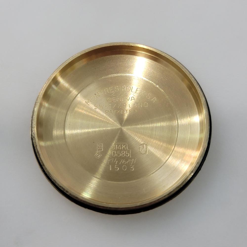 Mens Rolex Oyster Date 1503 34mm 14k Gold Automatic Diamond dial 1970s NA112 For Sale 8