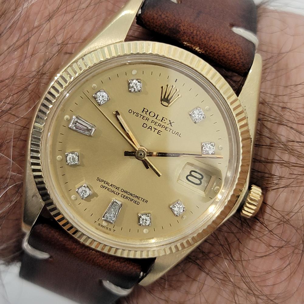 Mens Rolex Oyster Date 1503 34mm 14k Gold Automatic Diamond dial 1970s NA112 For Sale 9