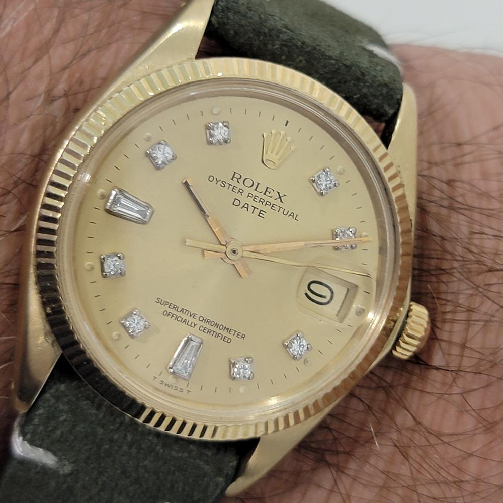 Mens Rolex Oyster Date 1503 34mm 14k Gold Automatic Diamond dial 1970s NA112 For Sale 9