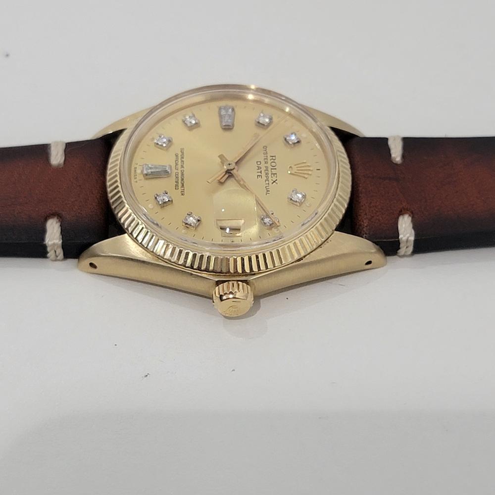 Mens Rolex Oyster Date 1503 34mm 14k Gold Automatic Diamond dial 1970s NA112 For Sale 1