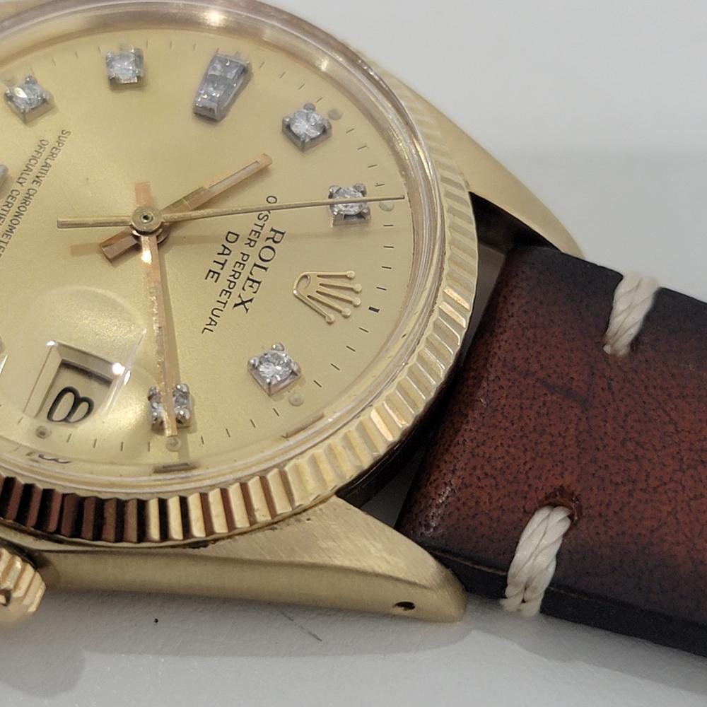 Mens Rolex Oyster Date 1503 34mm 14k Gold Automatic Diamond dial 1970s NA112 For Sale 2