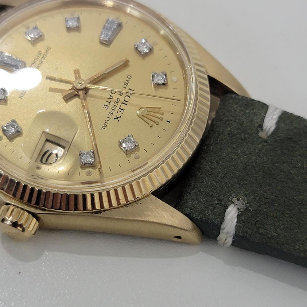 Mens Rolex Oyster Date 1503 34mm 14k Gold Automatic Diamond dial 1970s NA112 For Sale 2