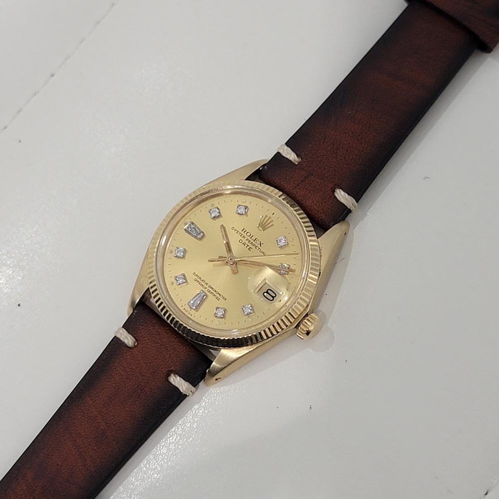 Mens Rolex Oyster Date 1503 34mm 14k Gold Automatic Diamond dial 1970s NA112 For Sale 3