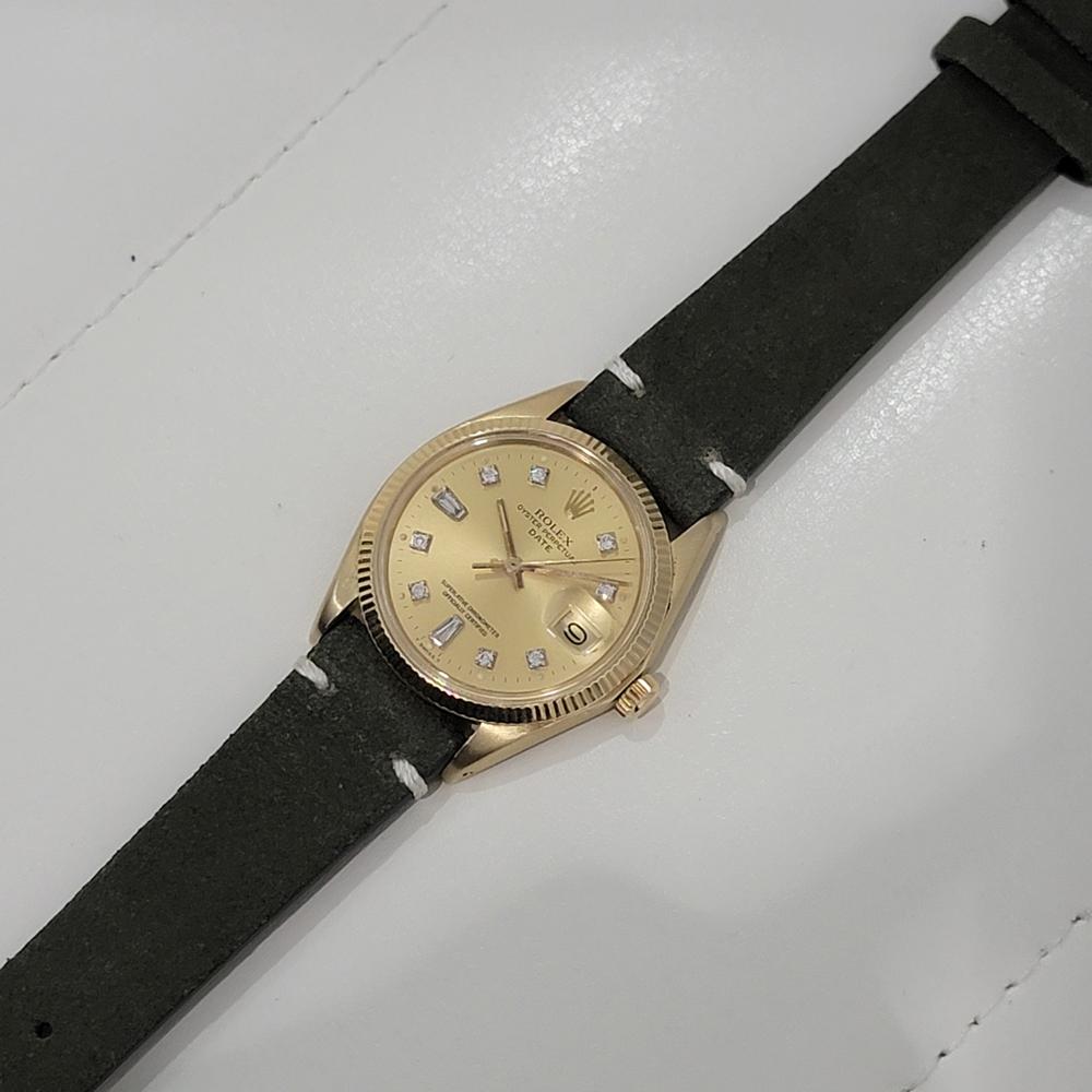 Mens Rolex Oyster Date 1503 34mm 14k Gold Automatic Diamond dial 1970s NA112 For Sale 3