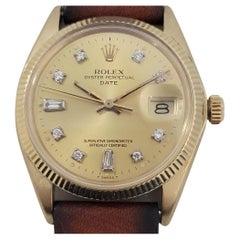 Reloj Rolex Oyster Date 1503 34mm Oro 14k Automático Esfera Diamante 1970s NA112