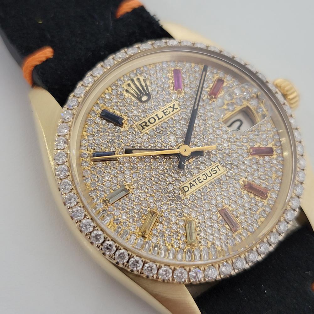 Mens Rolex Oyster Date 1503 14k Solid Gold Diamond Dial Automatic 1970s RA2 In Excellent Condition In Beverly Hills, CA
