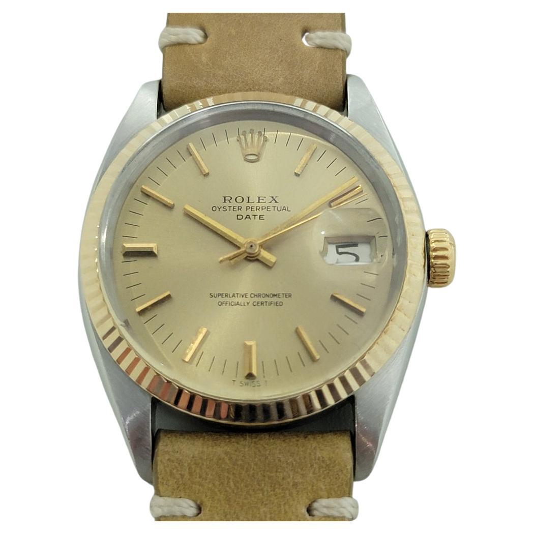 Mens Rolex Oyster Date Ref 1500 14k Gold ss Automatic 1960s w Pouch RA166T