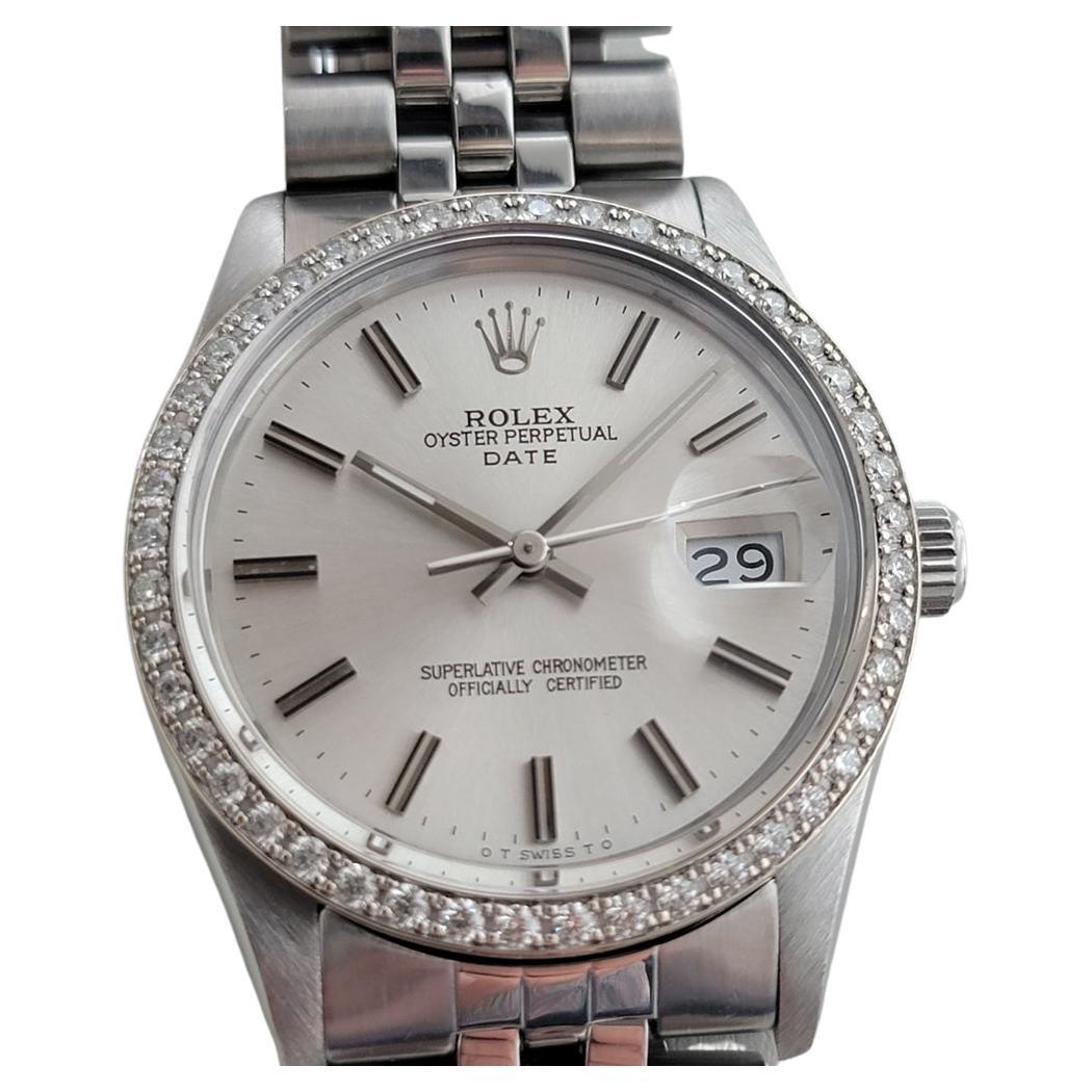 Mens Rolex Oyster Date Ref 15000 18k Diamond Bezel Automatic 1980s OM102 For Sale