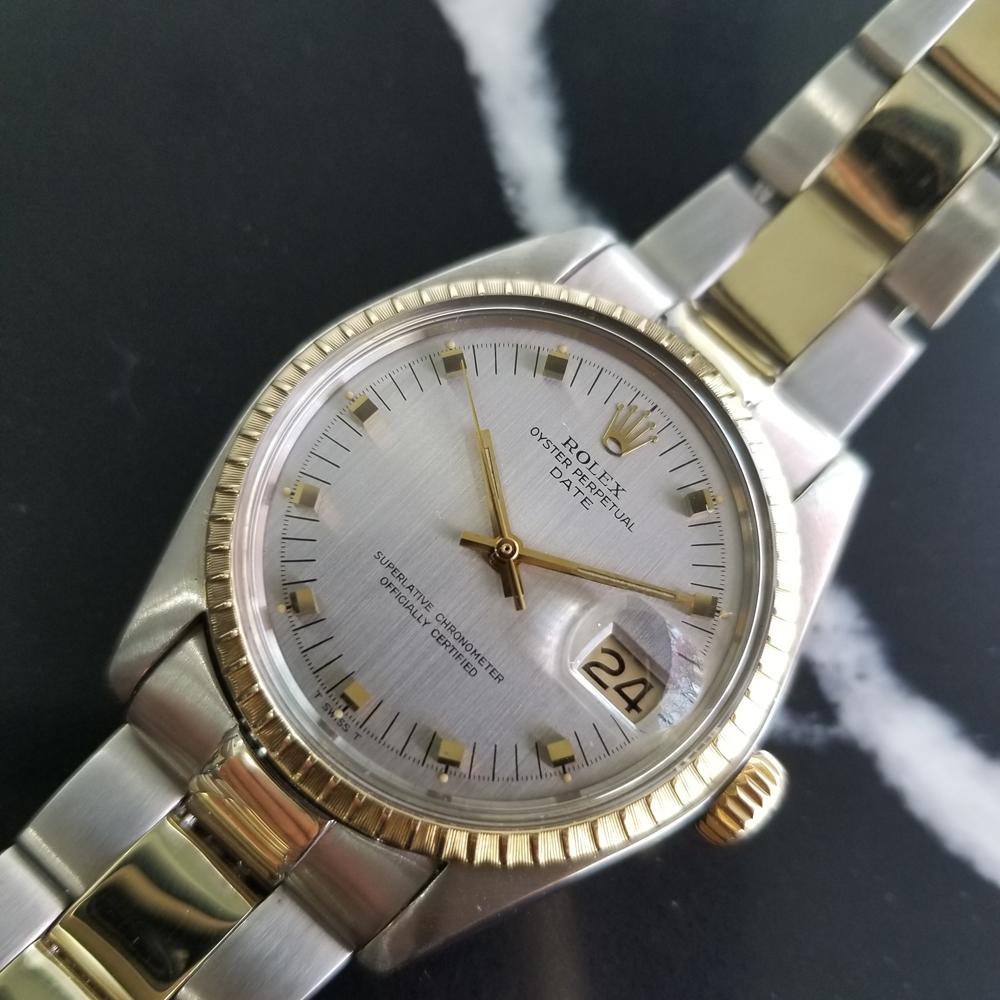 Men's Rolex Oyster Date Ref.1505 14k Gold & SS Automatic c.1970s Swiss RA104 In Excellent Condition In Beverly Hills, CA