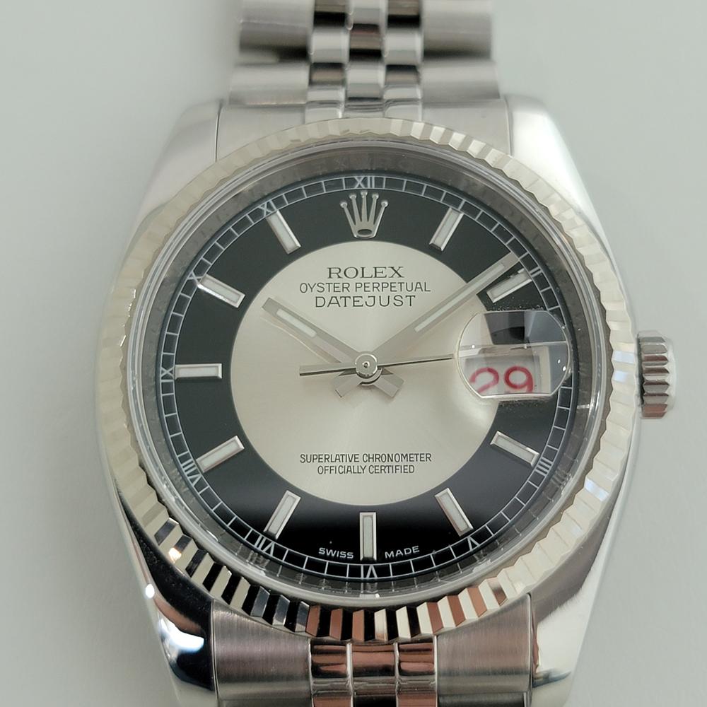 Mens Rolex Oyster Datejust 116234 18k SS Automatic w Pouch 2000s RJC126 In Excellent Condition In Beverly Hills, CA