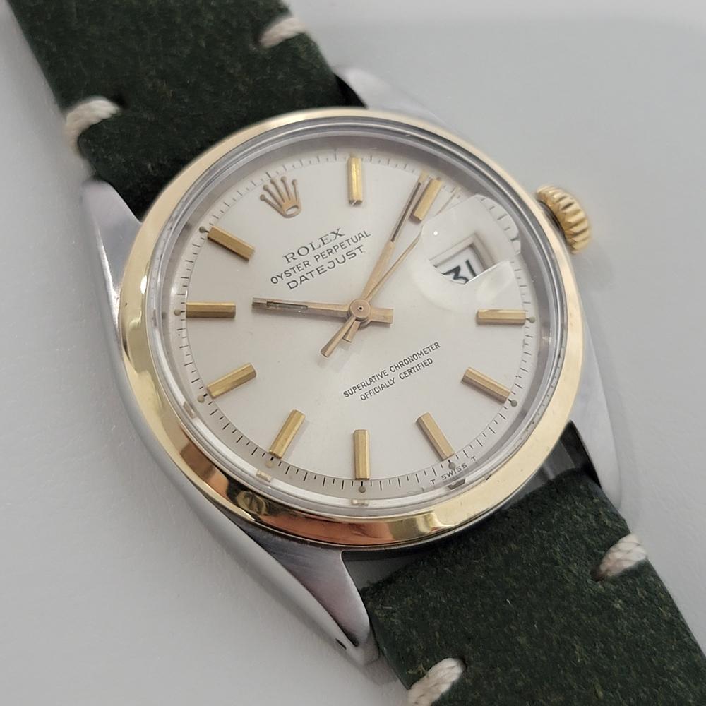 Mens Rolex Oyster Datejust 1600 14k Gold Ss Automatic 1960s Swiss RA325G In Excellent Condition In Beverly Hills, CA