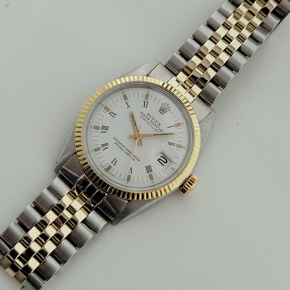 Mens Rolex Oyster Datejust 1600 14k SS Automatic 1960s Vintage Swiss RA169 In Excellent Condition In Beverly Hills, CA