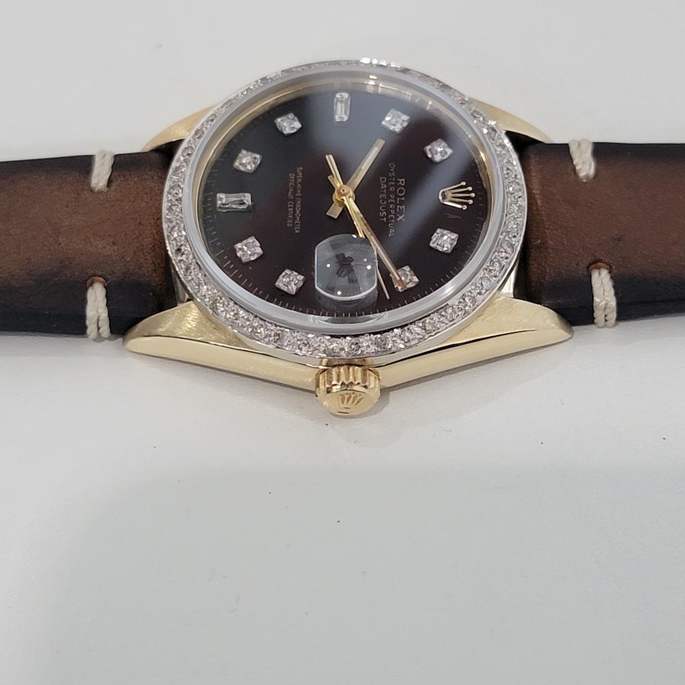 Mens Rolex Oyster Datejust 1601 14k Gold Automatic Diamond Bezel 1960s RA412 For Sale 1
