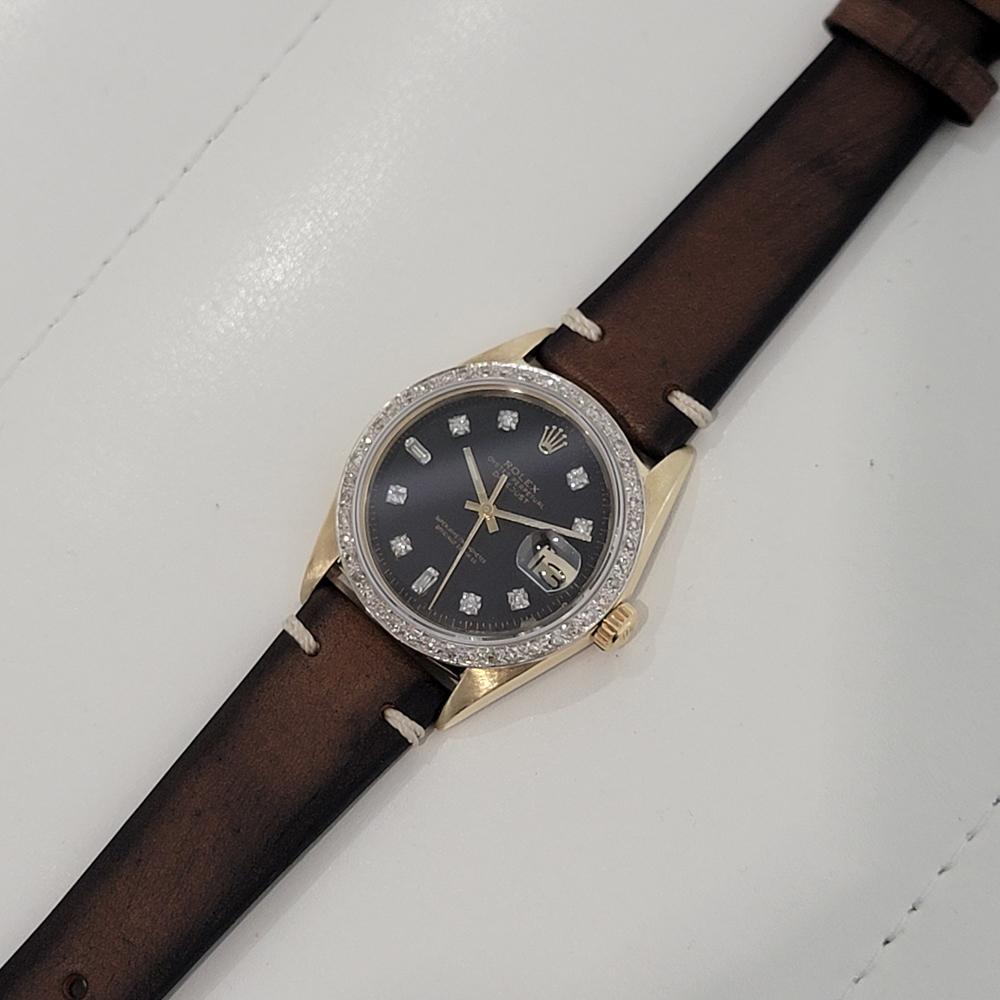Mens Rolex Oyster Datejust 1601 14k Gold Automatic Diamond Bezel 1960s RA412 For Sale 3