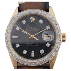 Mens Rolex Oyster Datejust 1601 14k Gold Automatic Diamond Bezel 1960s RA412