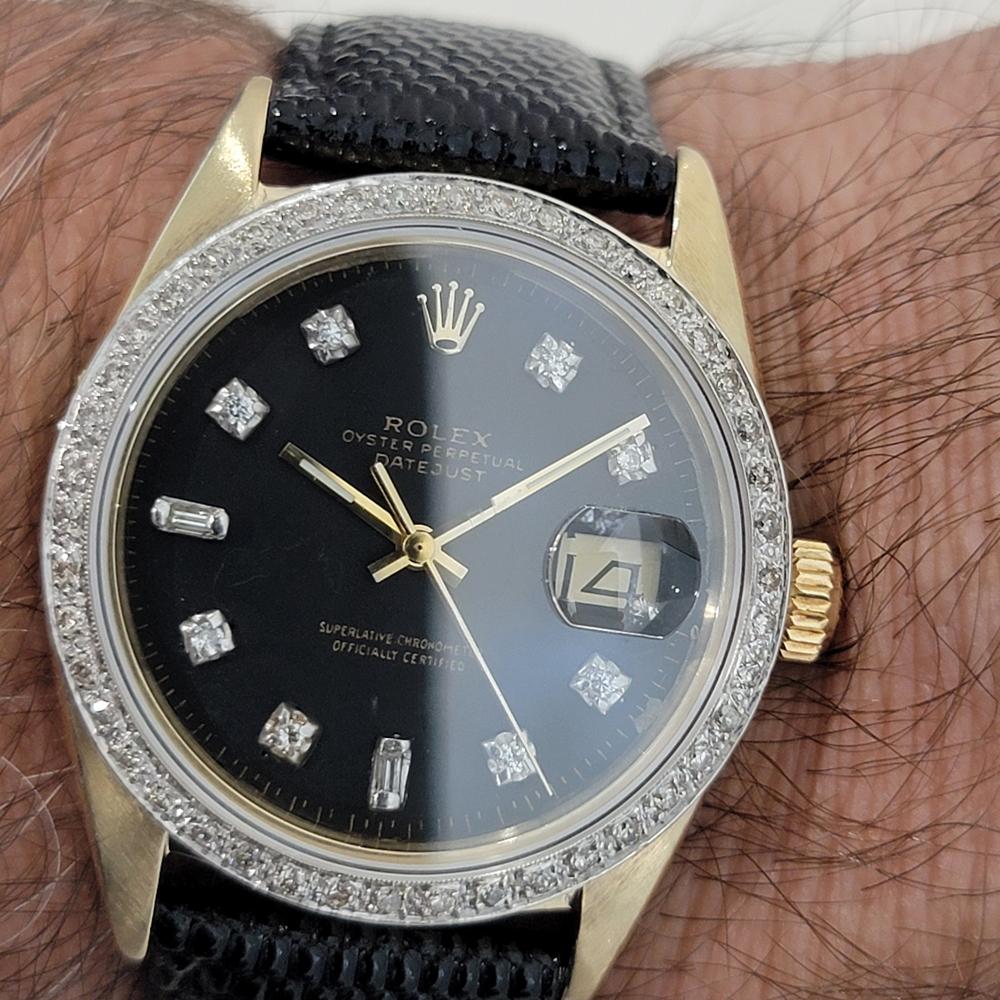 Mens Rolex Oyster Datejust 1601 14k Gold Diamond Dial Automatic 1960s RA412B For Sale 9