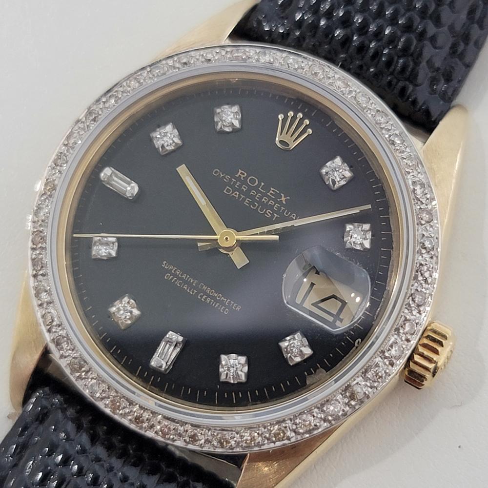 Men's Mens Rolex Oyster Datejust 1601 14k Gold Diamond Dial Automatic 1960s RA412B For Sale