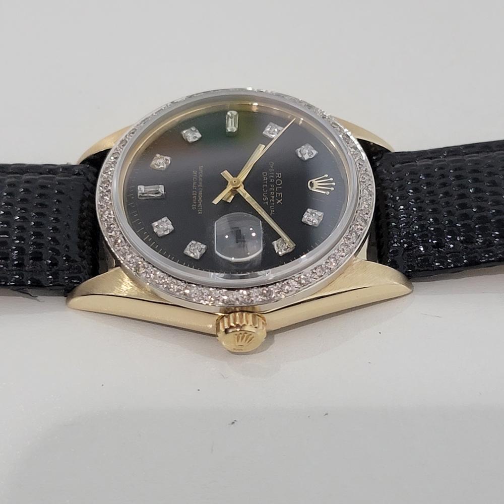 Mens Rolex Oyster Datejust 1601 14k Gold Diamond Dial Automatic 1960s RA412B For Sale 1