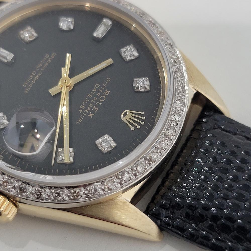 Mens Rolex Oyster Datejust 1601 14k Gold Diamond Dial Automatic 1960s RA412B For Sale 2