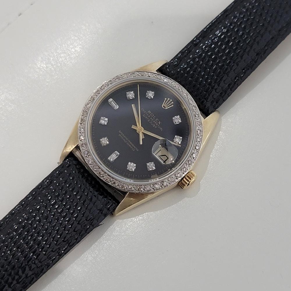 Mens Rolex Oyster Datejust 1601 14k Gold Diamond Dial Automatic 1960s RA412B For Sale 3