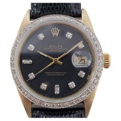 Mens Rolex Oyster Datejust 1601 14k Gold Diamond Dial Automatic 1960s RA412B